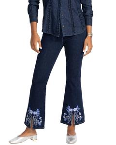 Джонни Уос Зауженные джинсы-клеш на резинке Johnny Was, синий