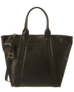 Сумка-тоут из кожи с прострочкой Persaman New York, черный