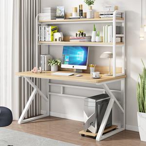 Компьютерный стол Xinmeikai 160x60 см с полкой, белая рама, светлый орех