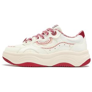 QIAODAN Нескользящие и износостойкие низкие кроссовки для скейтбординга, увеличивающие рост, женские, цвета слоновой кости, белые, винтажно-розовые