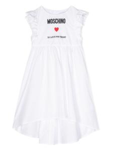 Moschino Kids платье с вышитым логотипом, белый