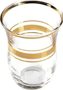 Набор из 6 чайных стаканов с элегантным золотым дизайном - 95 мл Pasabahce