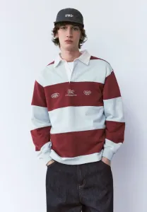 Полосатая рубашка поло Pull&Bear, Bordeaux