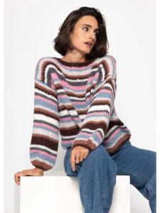 SASSYCLASSY Полосатый разноцветный свитер коричневого цвета