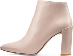 Generic Модные массивные ботильоны на высоком каблуке для женщин, сексуальные остроносые короткие ботинки, элегантные ботинки с боковой молнией, вечерние туфли для платья, однотонные кожаные ботильоны для вечеринок и танцев