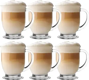 Набор стаканов для кубинского кофе , 6 предметов, с ручкой, стаканы/кружки для капучино и кофе со льдом, можно мыть в посудомоечной машине, 6 x 400 мл Glasmark KROSNO 1992