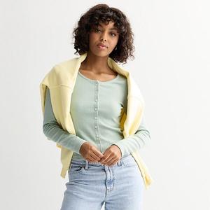 Длинный рукав с пуговицами и ажурной вязкой для подростков So, Valor Green