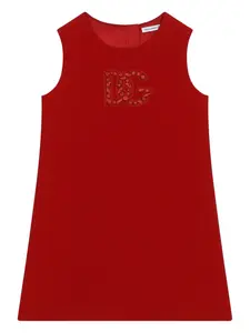 Платье миди А-силуэта с логотипом Dolce & Gabbana Kids, красный