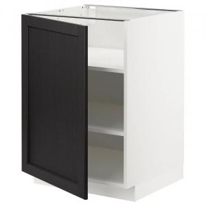 Напольный шкаф с полками METOD IKEA, 60x60x80 см, цвет white/lerhyttan black stained
