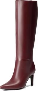 Рейтовые сапоги по колено для женщин, сексуальные, с заостренным носком, на шпильке, высокие сапоги, с боковой молнией, модные сапоги Reitoye, Burgunder