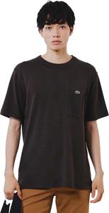 Мужская хлопковая трикотажная футболка Lacoste с коротким рукавом и карманом, темно-коричневый