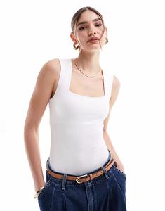 Боди облегающего кроя New Look с квадратным вырезом белого цвета