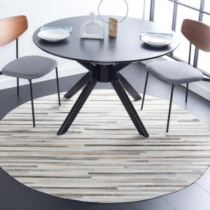 Круглый ковер 183 x 183 см SAFAVIEH Studio Leather Collection, Ivory & Grey, современный дизайн, идеально подходит для помещений с высокой проходимостью в гостиной, спальне и столовой (STL809A-6R)