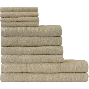 Комплект полотенец Kristall, 10 шт. Вафельное махровое полотенце с изысканной каймой, для душа, рук и гостей Dyckhoff, бежевый