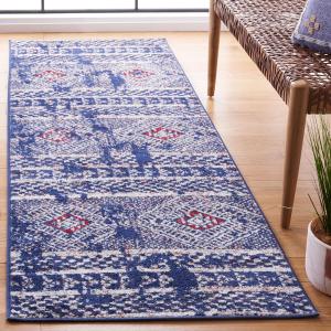 Ковер SAFAVIEH, 77 x 244 см, Adirondack Collection Runner, Navy & Light Grey, современный богемный дизайн с эффектом потертости, не линяет и прост в уходе, идеален для помещений с высокой проходимостью в гостиной, спальне (ADR202N)