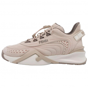 Fendi Женские низкие повседневные кроссовки Flow из замши, бежевого цвета