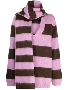 Полосатый джемпер с V-образным вырезом B+Ab, фиолетовый