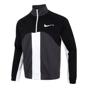 Куртка sportswear swoosh contrast color stitching knit stand collar logo jacket black Nike, черный