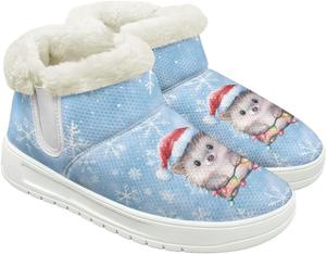 Рождественские ботильоны JoyLamoria для женщин, походные зимние ботинки, утепленные короткие уличные, Hedgehog Snowflake Print