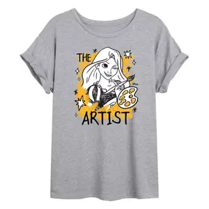 Футболка большого размера с изображением принцессы Рапунцель для младших классов Disney, серый