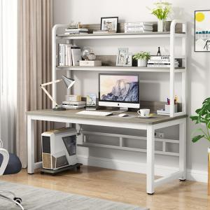 Компьютерный стол Xinmeikai 120x60x170 см с полками, белая рама + Armani Gray