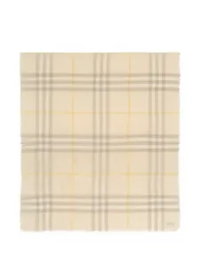 Широкий шарф из шерсти в клетку BURBERRY, бежевый