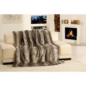 Плед Kodiakbär с эффектом медвежьей шкуры для уюта, мягкий плед Gözze, серый/коричневый