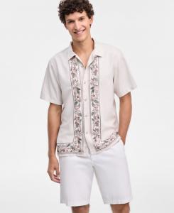 Мужская шелковая рубашка с вышивкой "Отдых в раю" Tommy Bahama, Moonbeam