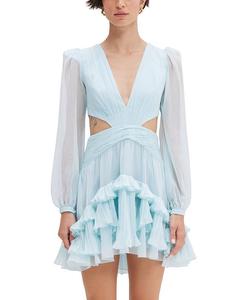 Шелковое плиссированное платье Essence PatBO, синий