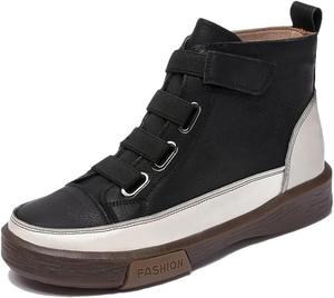 Женские ботинки Niiyyjj из натуральной кожи, винтажного цвета, с плоской подошвой и шнуровкой спереди, повседневные, Black Fleece