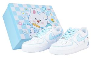 Кроссовки Nike Air Force 1 Skateboard Shoes Women's Low-Top White Blue