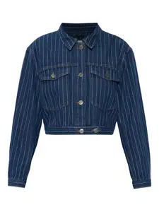 Укороченный жакет в полоску Lindy MUNTHE, синий