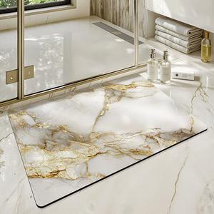 Dajiang Ковер 50х80 см из диатомита для ванной комнаты, быстросохнущий, нескользящий, набор 2 шт, рисунок "рыбье брюшко"