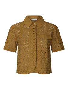 Укороченная рубашка с вышивкой LIU JO, коричневый