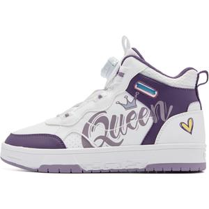 QIAODAN Противоскользящие износостойкие высокие детские кроссовки для скейтбординга white purple для подростков