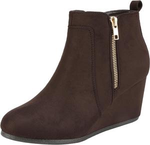 Женские замшевые низкие ботильоны на клиновидном каблуке DREAM PAIRS, Doppel/Kaffee/Wildleder