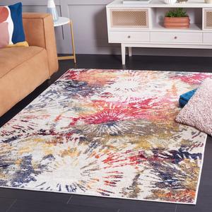 Ковер SAFAVIEH, 183 x 183 см, Adirondack Collection, Ivory & Fuchsia Gold, современный абстрактный дизайн, без линьки и простой в уходе, идеален для помещений с высокой проходимостью в гостиной, спальне, столовой (ADR292A-6SQ)