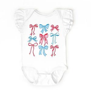 Боди с рукавами-фонариками и патриотичными бантами The Juniper Shop, White