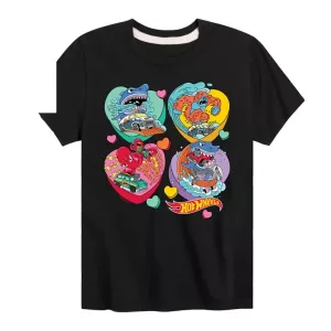 Футболка для мальчиков 8-20 лет с принтом Monster Hearts Hot Wheels, черный