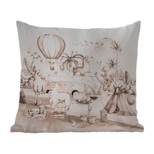 Уличная подушка MuchoWow - Дети - Альпака - Животные - Мальчики - Девочки - 40x40 см - Устойчивость к атмосферным воздействиям - Подушка для отдыха - Чехол на подушку - Хлопчатобумажная ткань - Декоративные наволочки, мультиколор