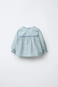 Рубашка с цветочным принтом Zara, светло-голубой