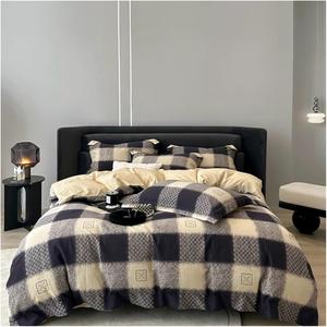 YUSIWOAL Комплект постельного белья хлопковый геометрический клетка