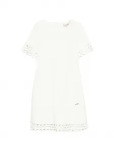 Платье с круглым вырезом и фигурным краем Twinset Kids, белый