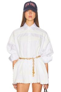 Летняя рубашка с винтажной швейцарской вышивкой Helsa, White