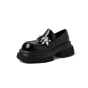 Yeezyy Reezy Женские лоферы черные с черной цветочной пряжкой, цвет Black Floral Buckle