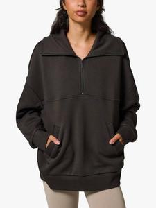 Оверсайз худи с молнией на четверть Lovall, Black Coffee