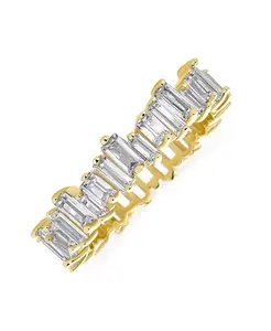 Современное классическое коктейльное кольцо с фианитами, зигзагообразная огранка багет, серебро 14 карат с золотым покрытием Bling Jewelry, yellow