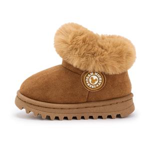 Mickely нескользящие устойчивые к истиранию утепленные ботинки детские Disney, коричневый