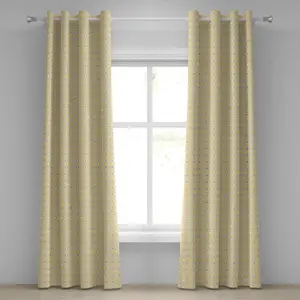 Шторы на люверсах ABAKUHAUS с четырехлистником, узор плитки гирих в стиле Дальневосточного искусства, узор Клевер представляет марокканский звездный принт, декоративные двухпанельные шторы, 280 см x 225 см, желто-белый цвет Abakuhaus