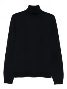 Свитер из шерсти мериноса с высоким воротником Roberto Collina, синий